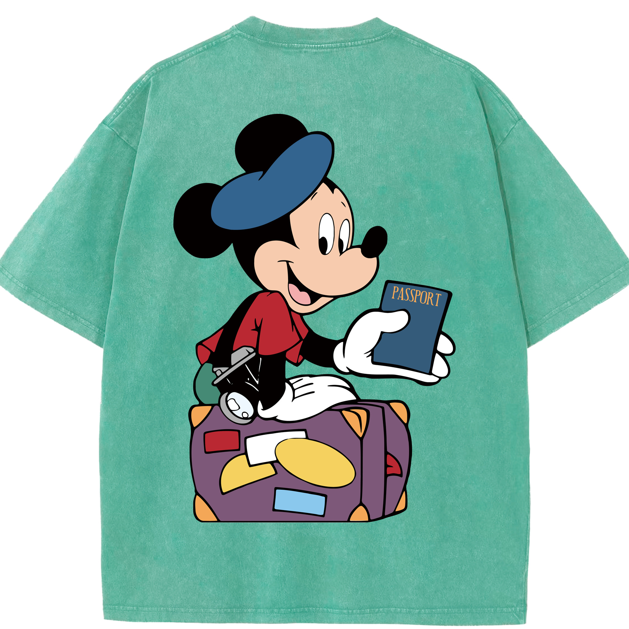 （画像用） ミッキーマウス Mickey Mouse 綿100% ヴィンテージ風 半袖Tシャツ（背面プリント）